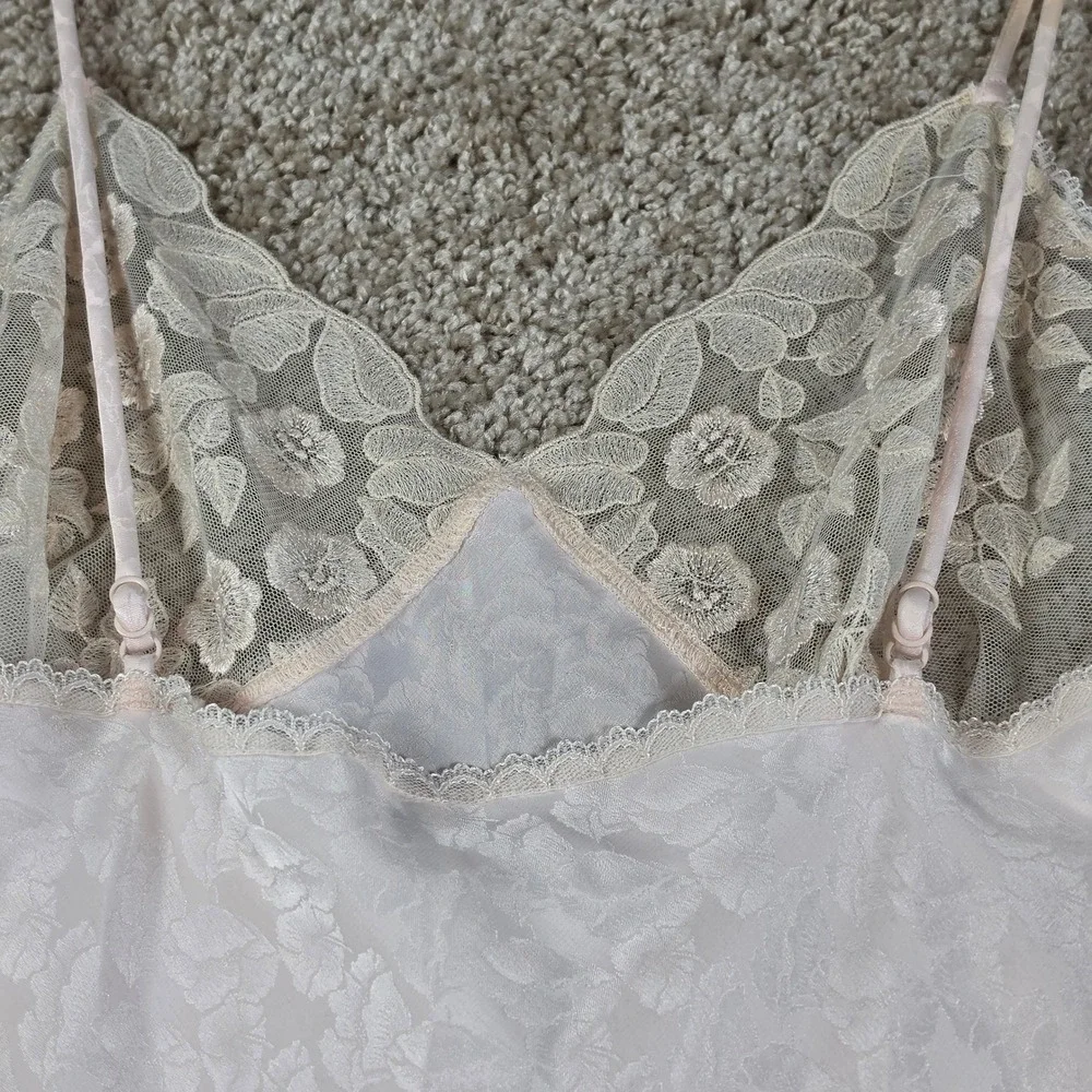 Wacoal Chemise Nightgown Pink Floral Jacquard Lace Trim Vintage Style 34